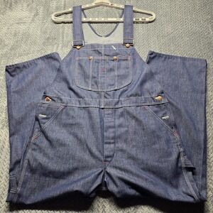 Vintage Montgomery Ward Sanforized Denim Bib Overalls Men's 42x29 Union Made USA